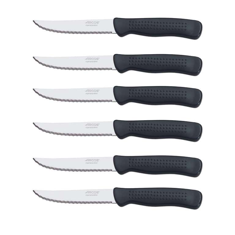 Arcos Juego de 6 Cuchillos de Mesa Chuleteros Hoja 110 mm Negro