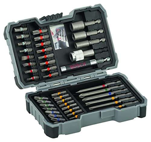Bosch Professional 43 uds. Set de puntas de atornillar y llave de vaso (puntas PH, PZ, hexagonal, T, TH, S, accesorios)