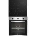 Pack Horno + Placa - Beko BBSE12122XD, Horno Convencional, 72 l, Placa Vitrocerámica, 3 zonas, Negro + Inox