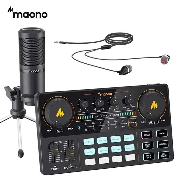 MAONO Maonocaster Lite AM200-S1 + Micrófono condensador + Cascos