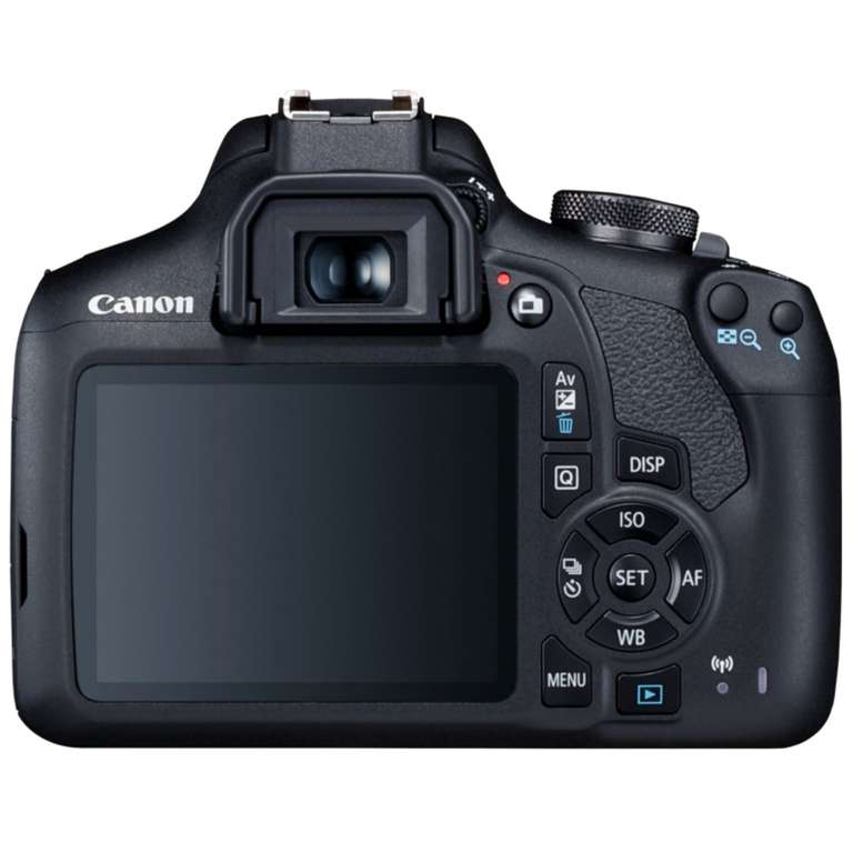 Kit cámara réflex - Canon EOS 2000D, 24.1MP CMOS APS-C, Vídeo Full HD, Negro + Objetivo Canon EF-S 18-55mm f/3.5-5.6 DC III