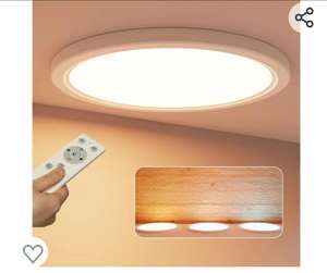 Lámpara de techo LED plana regulable con mando a distancia, lámpara de techo LED panel redondo, 30 x 30 cm