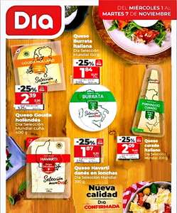 -25% dto. en Quesos: Gouda holandés, Burrata italiana, queso madurado italiano, Havarti danés