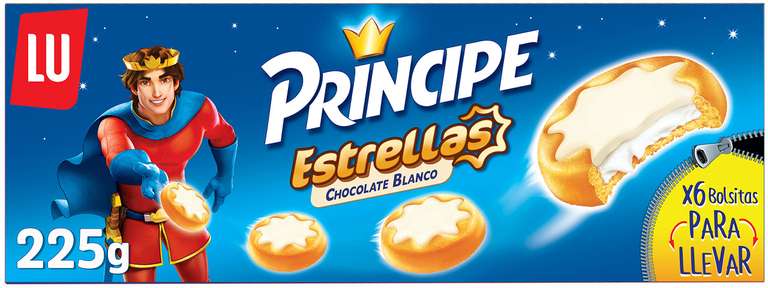 2 x Príncipe Estrellas Galletas Rellenas de Crema de Leche y Cubiertas de Chocolate Blanco en Forma de Estrella 225g [Unidad 1'68€]