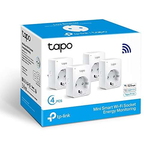 TP-Link Tapo P110 (4-Pack) - Mini Enchufe Inteligente con Monitoreo Energético, Compatible con Alexa y Google Home