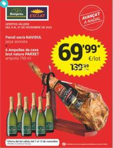 Jamón serrano Navidul + 6 botellas cava Parxet en supermercados Bonpreu/Esclat