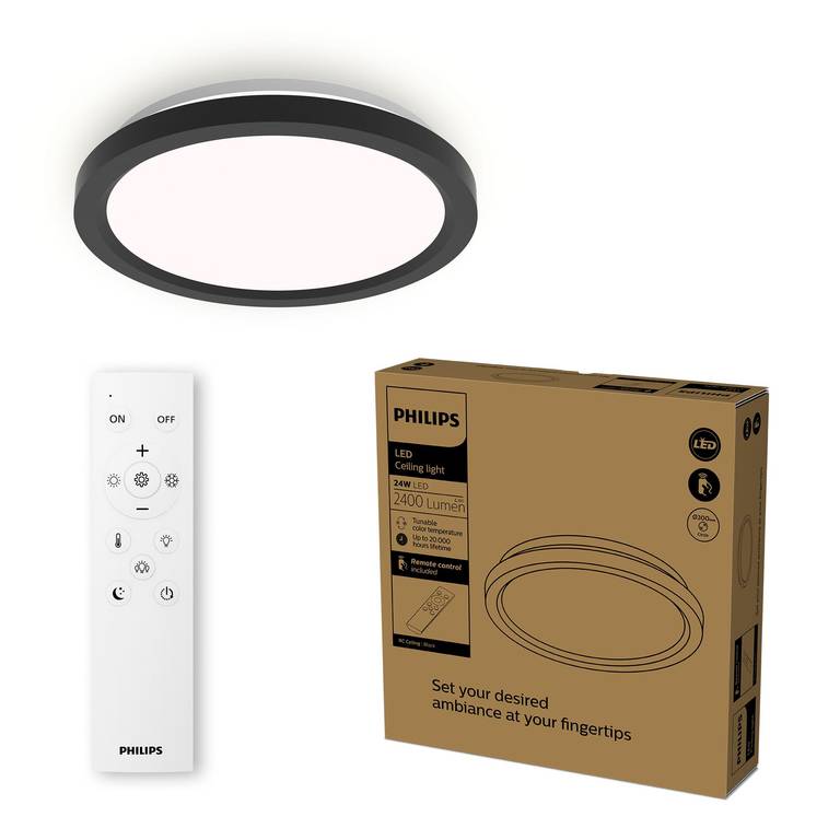Philips LED Luz de techo con mando a distancia, redonda, 30 cm, regulable, luz blanca sintonizable