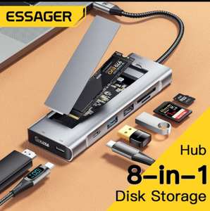 Essager-concentrador USB 8 en 1 con función de almacenamiento en disco