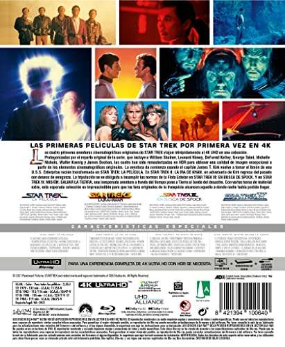 Star Trek I- IV Pack The Original (4K+ Blu-ray): I.- La Pelicula; II.- La Ira de Khan; III.- En Busca de Spock; IV.- Mision Salvar la Tierra
