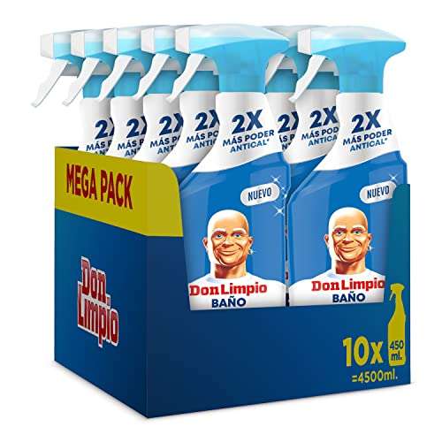 Don Limpio Baño Limpiador en Spray 10 x 450ml, Producto de limpieza para Baño Con Poder Antical, Elimina el 100 % de los Restos de Jabon