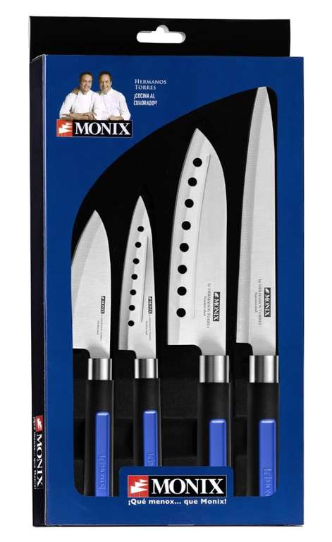 Monix Solid Plus - Juego de 4 Cuchillos Japoneses, Acero Inoxidable