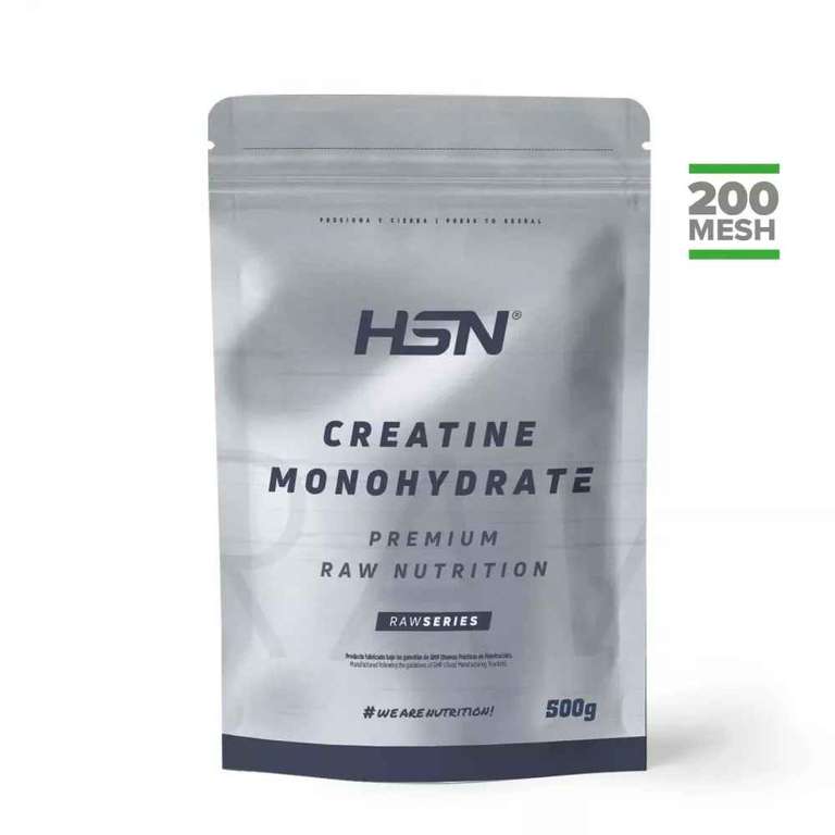 Creatina Monohidrato en Polvo de HSN | Sin Sabor 500 g = 143 Tomas por Envase | 100% Monohidrato de Creatina Pura Sin Añadidos