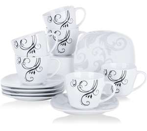 Juego de 6 tazas de café con 6 platillos,de porcelana,12 piezas,capacidad de 220ml (muy bueno14,20€)