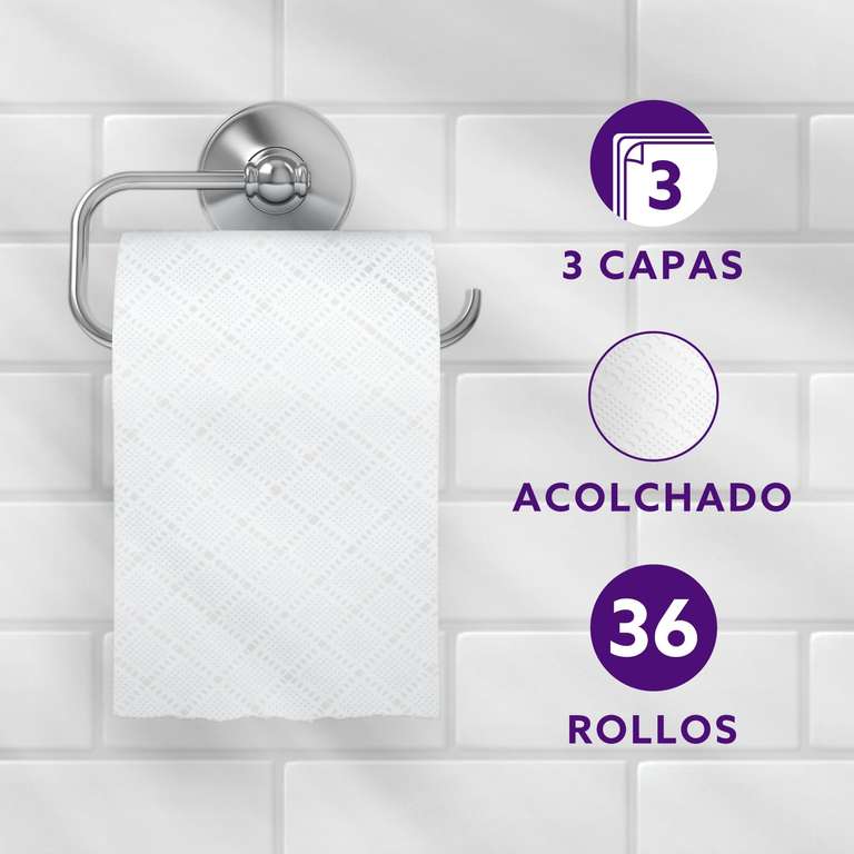 144 rollos de Papel Higiénico Acolchado de 3 Capas (importante) Amazon (0,29€/rollo)