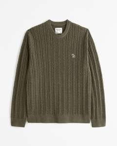 Abercrombie & Fitch :: Suéter con cuello redondo e icono mejorado - Algodón y Lana (Tallas XS a XXL)