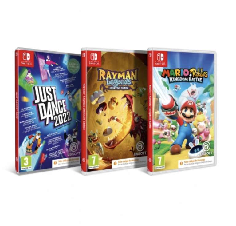 Just Dance 2022 + Rayman Legends + Mario Rabbids Kingdom Battle para Switch