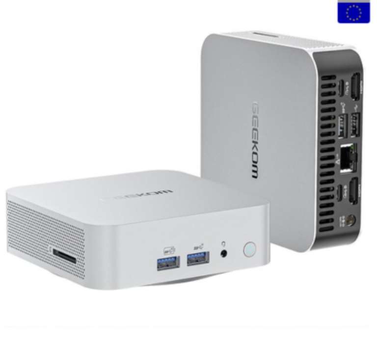 Mini PC GEEKOM A7, Ryzen 9 7940HS, 32GB DDR5, 2TB SSD, WiFi 6E BT 5.2, 1*USB4 + 1*USB3.2 Type-C + 2*HDMI2.0 4 pantallas, 3*USB3.2 +RJ45+ SD