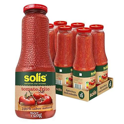 SOLIS Tomate Frito Frasco Cristal - Tomate sin gluten - 725g - Pack de 6 - Total 4350 gams [Unidad 1'59€]