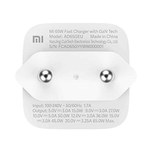 Xiaomi Mi 65 W Fast Charger con GAN Tech + Cable USB-C // Cargador para Smartphone y Notebook