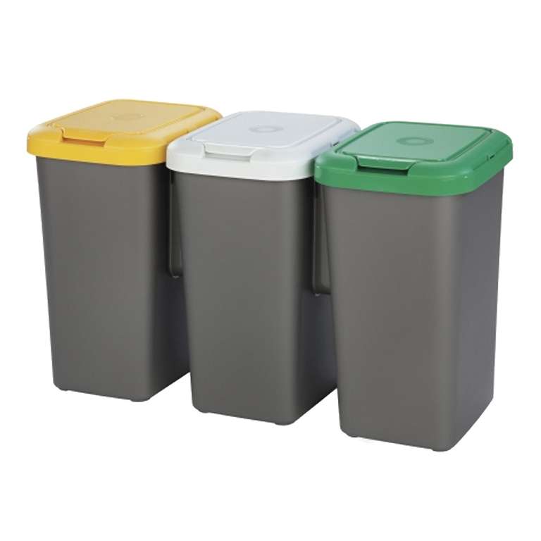 Set 3 Papeleras De Reciclaje De Plástico TONTARELLI 79 X 33 X 48 Cm