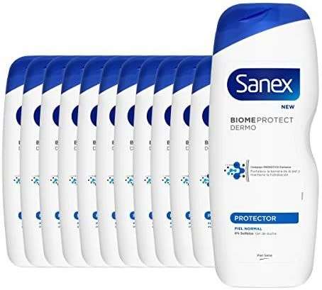 Sanex Biome Protect Dermo Protector, Gel de Ducha o Baño para Pieles Normales - Pack 12 Uds x 600ml