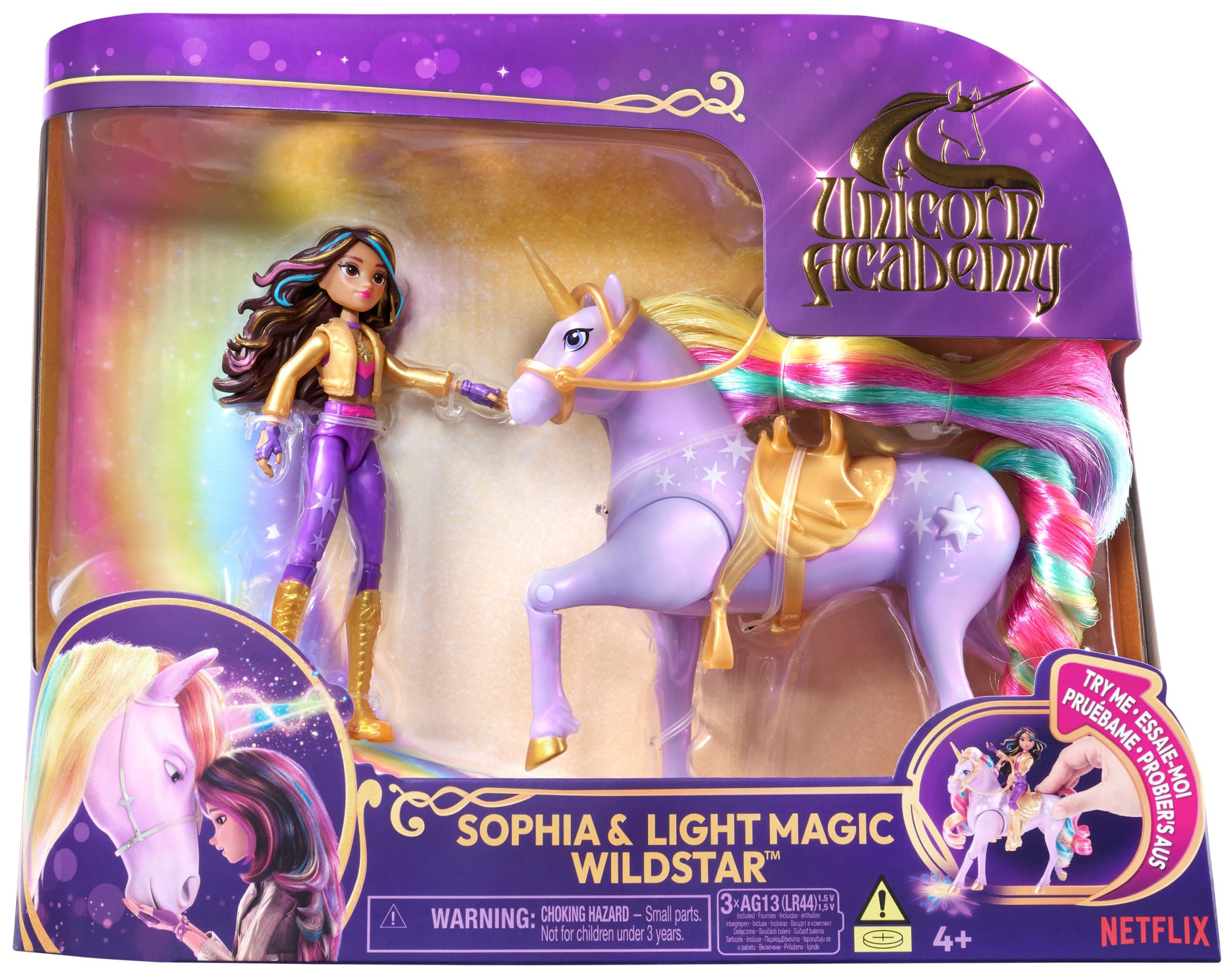 Unicorn Academy Muñeca Sophia y Unicornio Wildstar con Luces