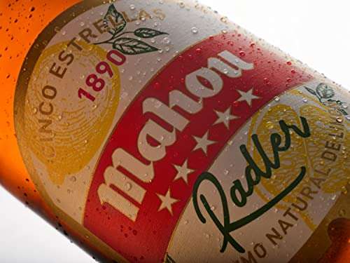 Mahou 5 Estrellas Cerveza Radler Suave, Freca y Ligera Con Limón, Pack de 24 Latas x 33 cl, 3,2% Volumen de Alcohol
