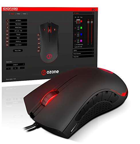 Ozone Raton Gaming Exon X90 -OZEXONX90- Esports Mouse Gaming, RGB, 12.000 dpi, 11 Botones Programables