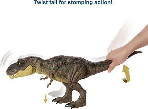 Dinosaurio T-Rex Pisa y Ataca Jurassic World - Figura de juguete articulada con sonidos, para niños