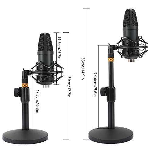 Micrófono XLR, Kit de micrófono de Condensador, Profesional, con Soporte de Mesa y Filtro de timbo
