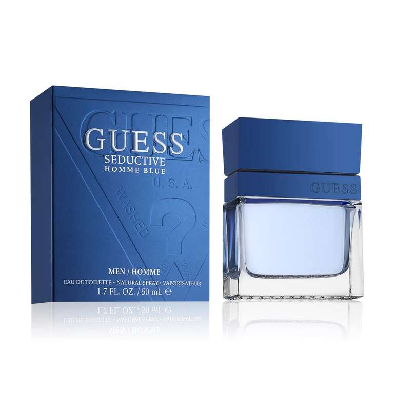 GUESS Seductive Blue, Eau de Toilette para Hombre, Perfume Oriental Amaderado, Fragancia Fresca y Especiada, Larga Duración.