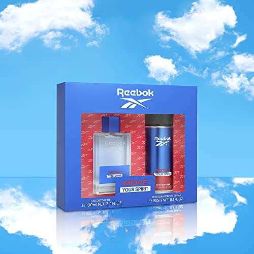 Reebok Move Your Spirit Estuche Regalo Perfumes Hombre Pack de 2 Piezas Eau de Toilette 100ml y Desodorante Body Spray 150ml