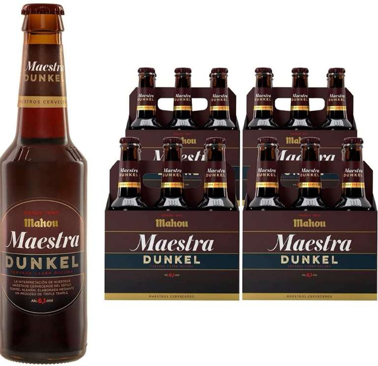 (24 Botellines x 33 cl) Mahou Maestra Dunkel - Cerveza Lager Oscura (0.65€/Botellín) Al Tramitar!