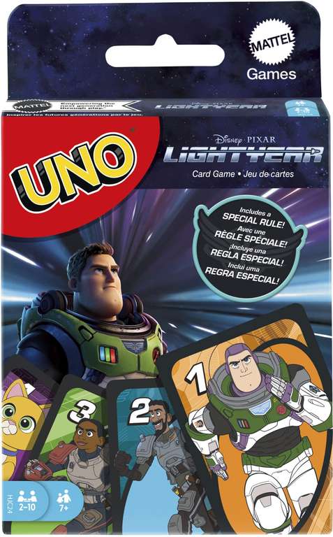 Mattel Games Disney Buzz Lightyear UNO Card Game with Movie-Themed Space Ranger Deck and Special Rule, 7 Years and up