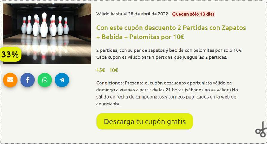 Bowling Chamartín [ 15 € - 5 € \u003d 10 € ] » Chollometro