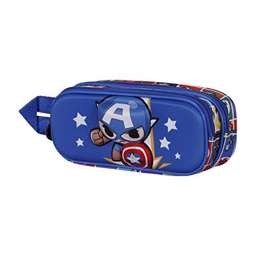 Karactermania Capitán América Punch-Estuche Portatodo 3D Doble, Azul (Blue)
