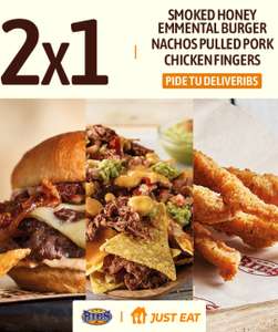 2x1 en burger Smoked Honey Emmental,Nachos Pulled Pork o Chicken Finger de Ribs pidiendo en Just Eat