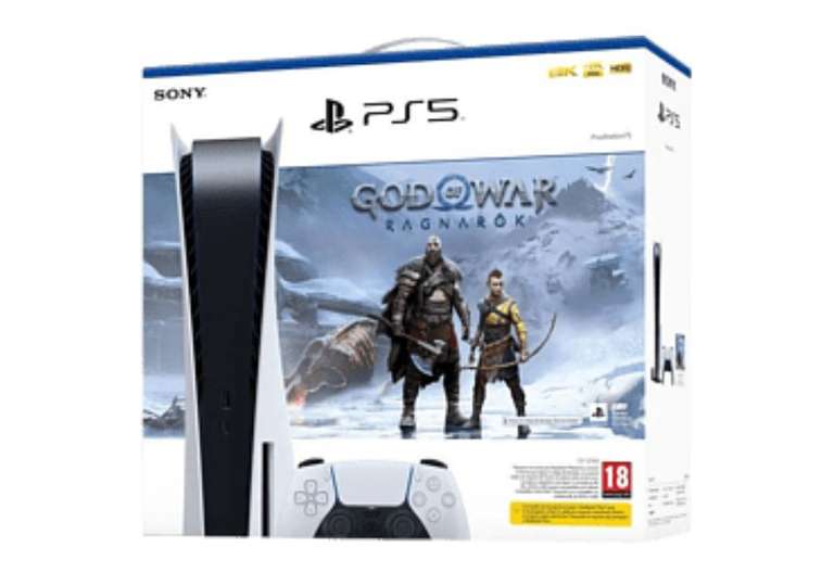 Consola - Sony PS5 Disco, 825 GB, 4K UHD Blu ray, Blanco + Juego God Of War: Ragnarok - 10€ con Newsletter (539€)