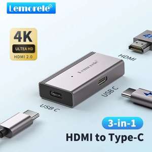 Lemorele-Adaptador convertidor HDMI a USB C, 4k, 60Hz