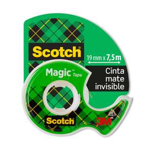 Scotch Cinta Mágica - 1 Rollo de 19 mm x 7,5 m + dispensador portátil