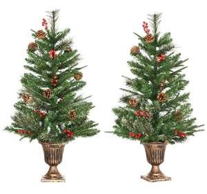 Set de 2 arboles de Navidad de 90cm decorados con jarrones incluidos [Llegada antes de Navidad]