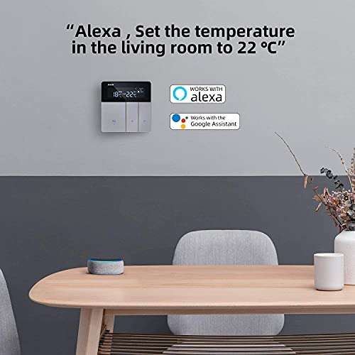 AWOW Termostato WiFi para Caldera de Gas y Agua, Termostato Inteligente Programable con Pantalla LCD