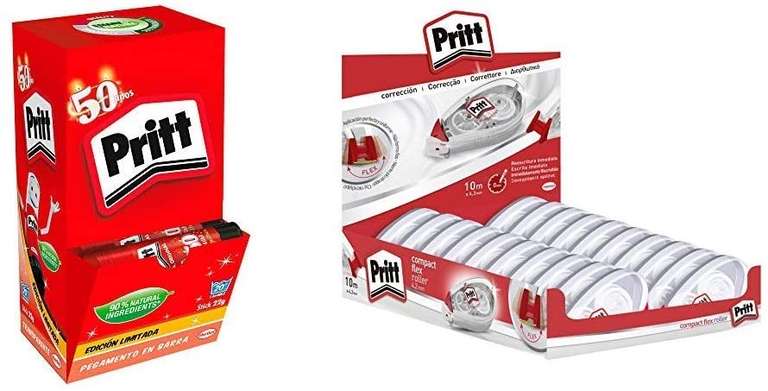 Pack Pritt Barra Adhesiva, Pegamento Manualidades 15x22g + Pritt Roller Compact, corrector roller 24 unidades