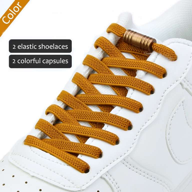 Cordones elásticos anticaída para zapatos, cordones planos para zapatillas de niños y adultos, cordones de bloqueo rápido de Metal