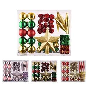 Bolas de Navidad 50pcs, estrella grande, piñas, cajas de regalos...
