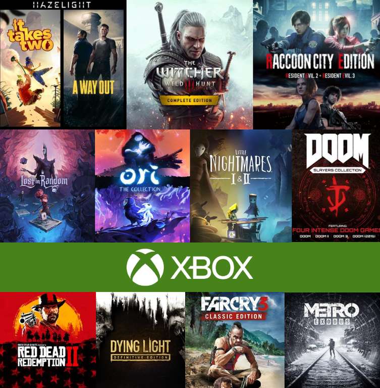 Lost In Random,Packs(The Witcher,Metro,Resident Evil,Halo,Tomb Raider,Hazelight,Dooms,Ori,FarCry 3,Little Nightmares, Dragon Ball),RRD2, DL2