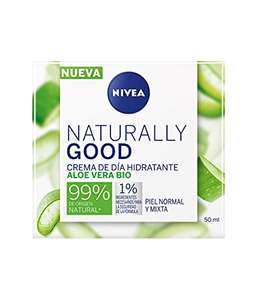 NIVEA Naturally Good Crema de Día Hidratante con Aloe Vera Bio (50 ml), crema hidratante facial con aceite de jojoba y de almendras,