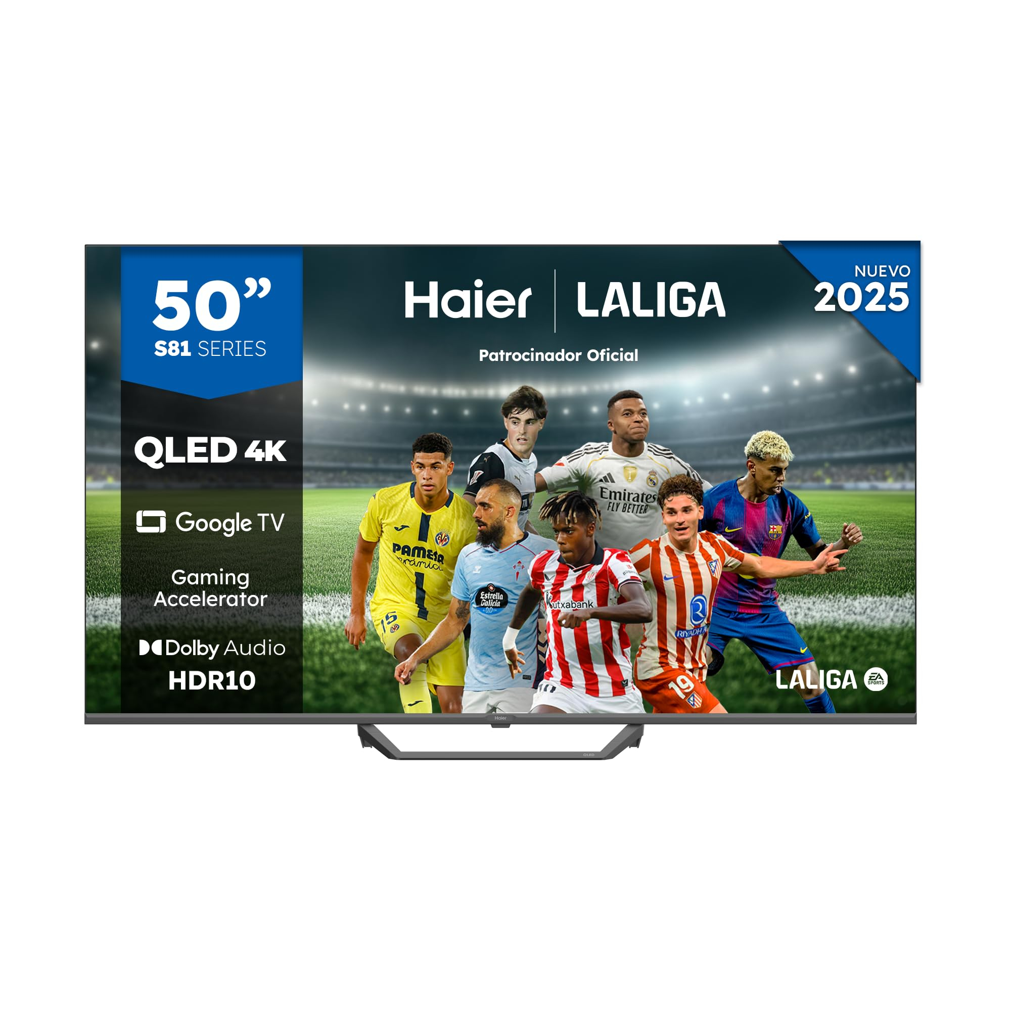 Haier QLED 4K UHD H50S81FUX - 50", Smart TV, Google TV, Dolby Audio, HDR 10, Smart Remote Control, Google Assistant, Bluetooth 5.1, 120Hz