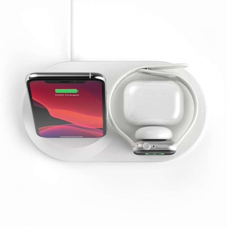 Belkin cargador inalámbrico 3 en 1 (estación de carga inalámbrica de 7,5 W para iPhone, Apple Watch y AirPods)