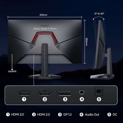 KOORUI Monitor Gaming 27 Pulgadas - QHD 144Hz (2560x1440) // FHD 170Hz (1920x1080), 1ms, Adaptive Sync (DCI-P3 90%, SRGB 100%, HDR 10)